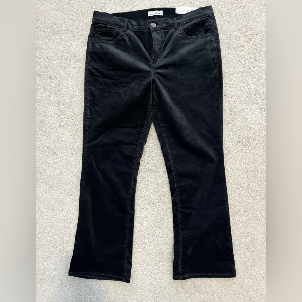 Loft dark gray flare crop velvet pants.  Size 12/waist 31.